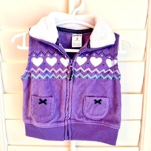 Carter’s 3M Purple Fleece Heart Vest | Sherpa Collar Baby Girl Fall Winter